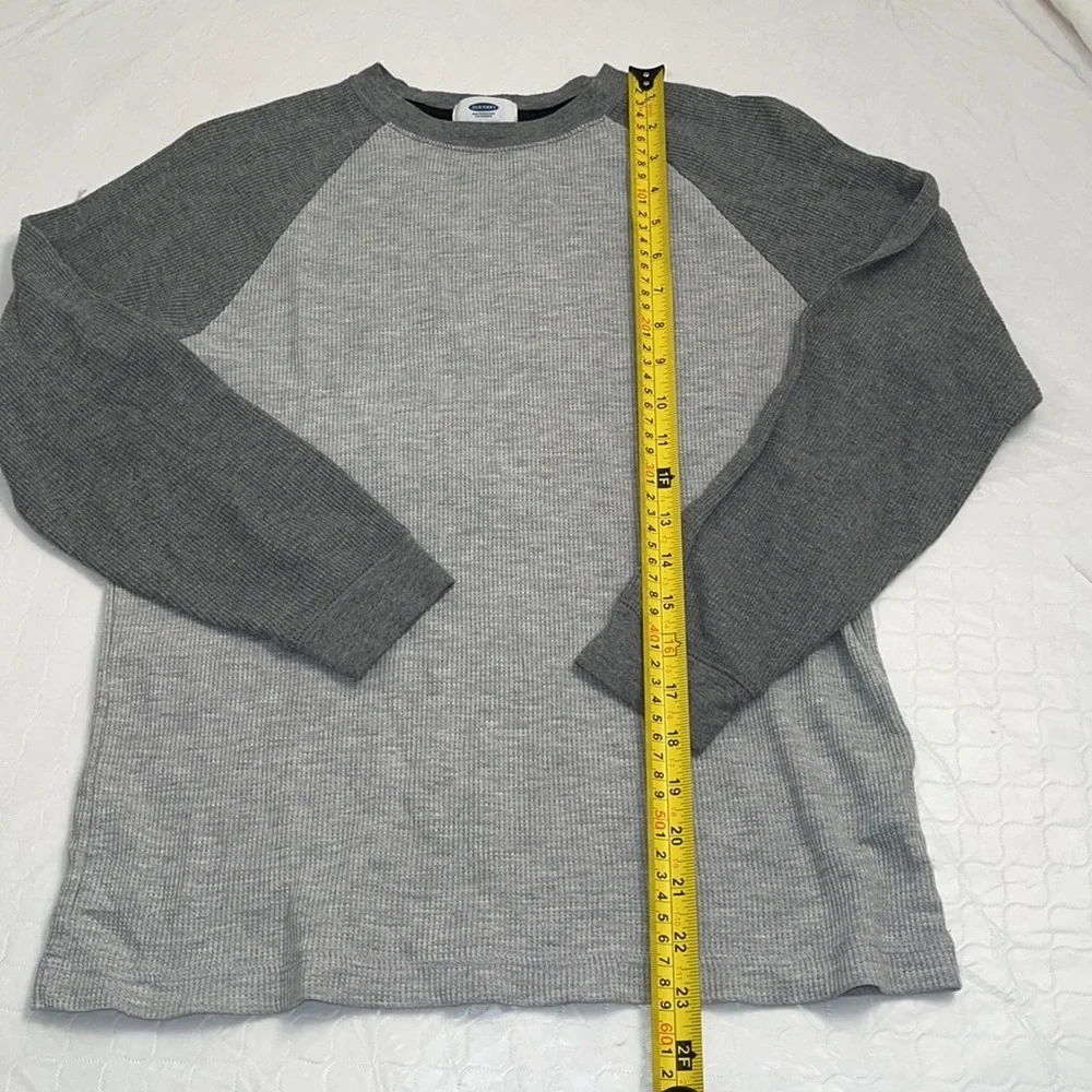 Old Navy gray color block waffle knit thermal long sleeve shirt L = 10-12